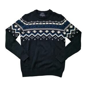 American Eagle Sweater Women’s XS Black Fair Isle Knit Pullover